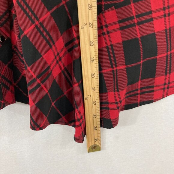 Susan Graver Top size 2X Red Black Plaid Preppy Asymmetric Hem Button Down - Picture 5 of 9